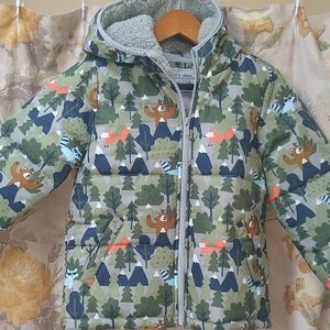 NWT, Carter's Green Forest Animal Puffer Jacket